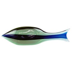Blue and Green Murano Glass Fish by Antonio da Ros for Cenedese Murano Italy