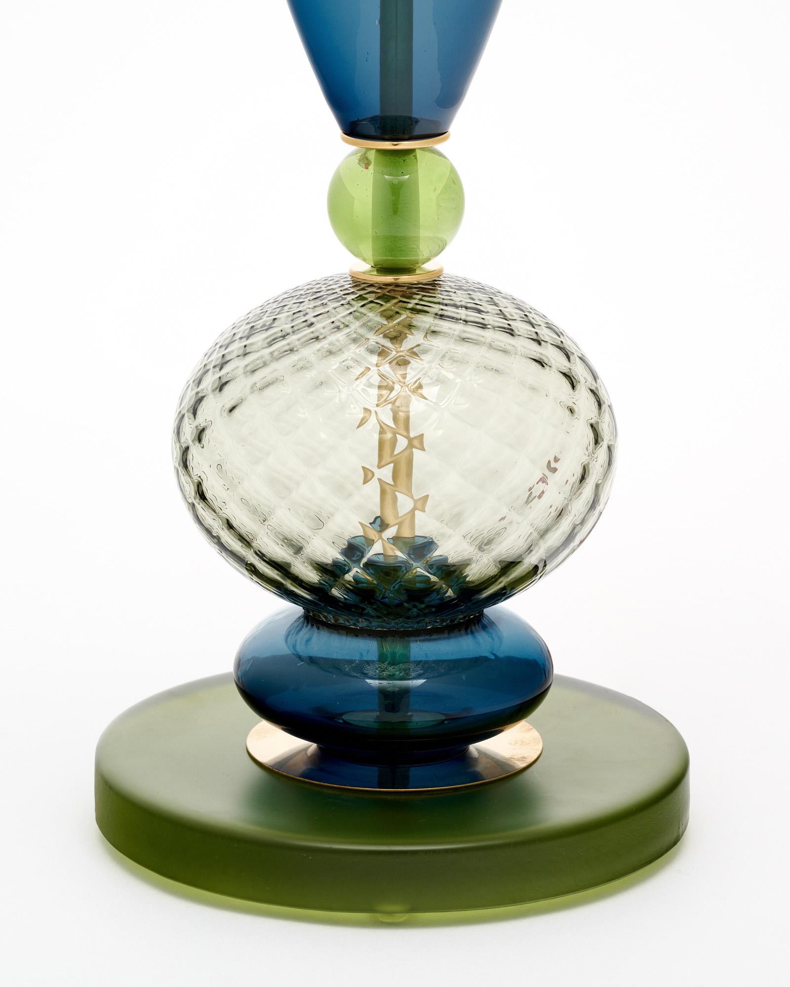 Moderne Lampes en verre de Murano bleu et vert en vente