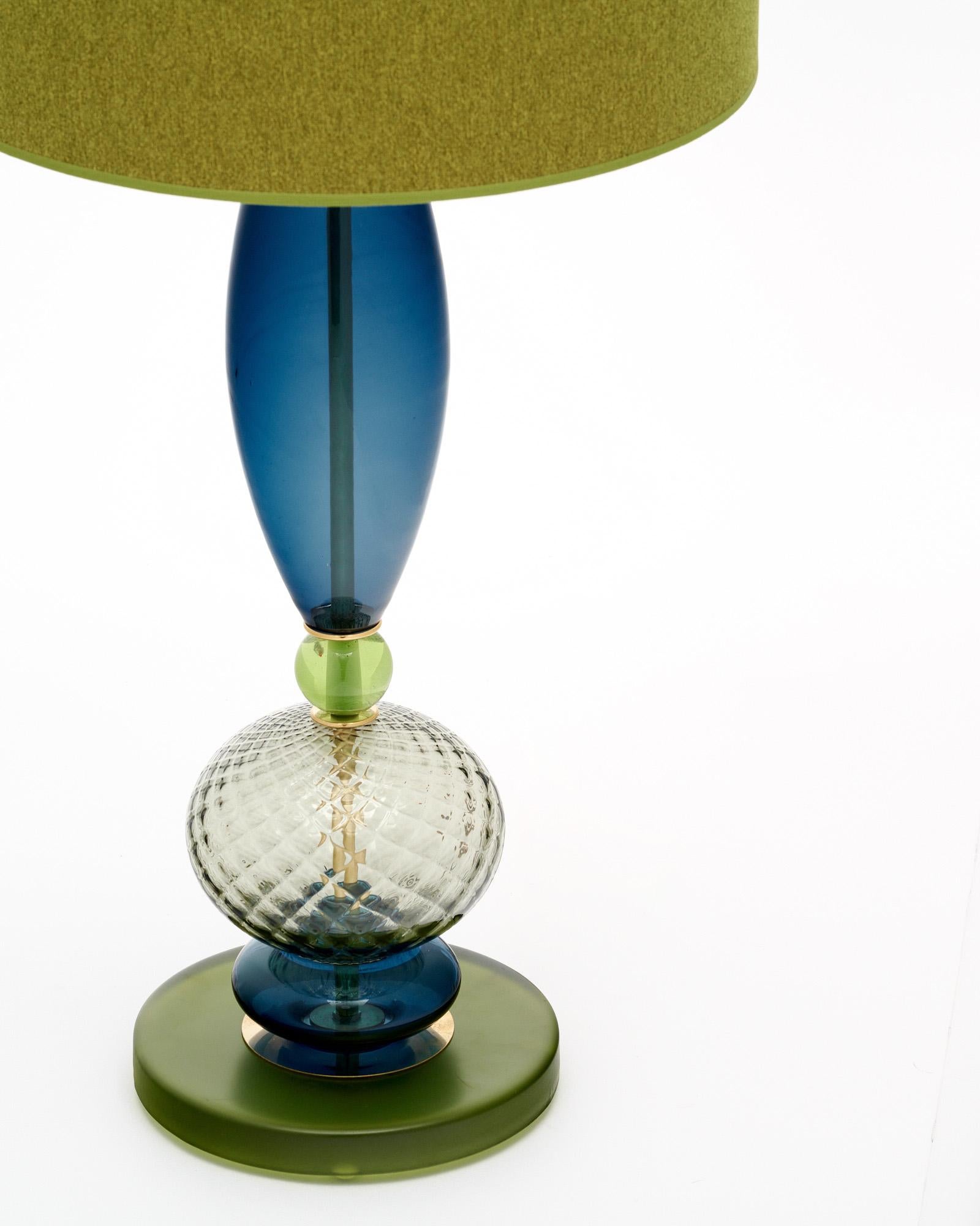italien Lampes en verre de Murano bleu et vert en vente