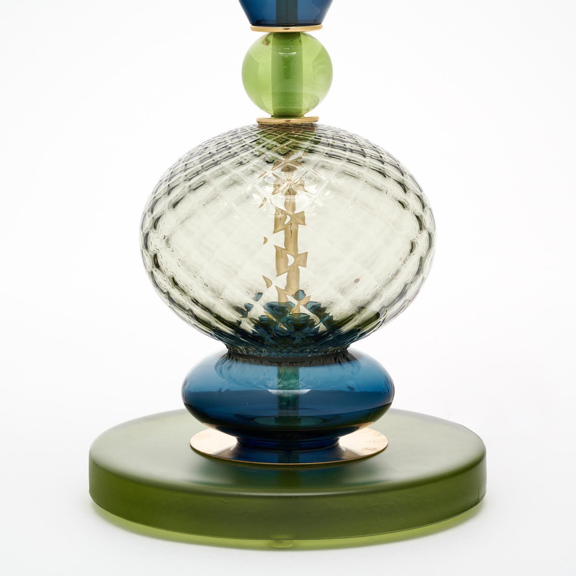 XXIe siècle et contemporain Lampes en verre de Murano bleu et vert en vente