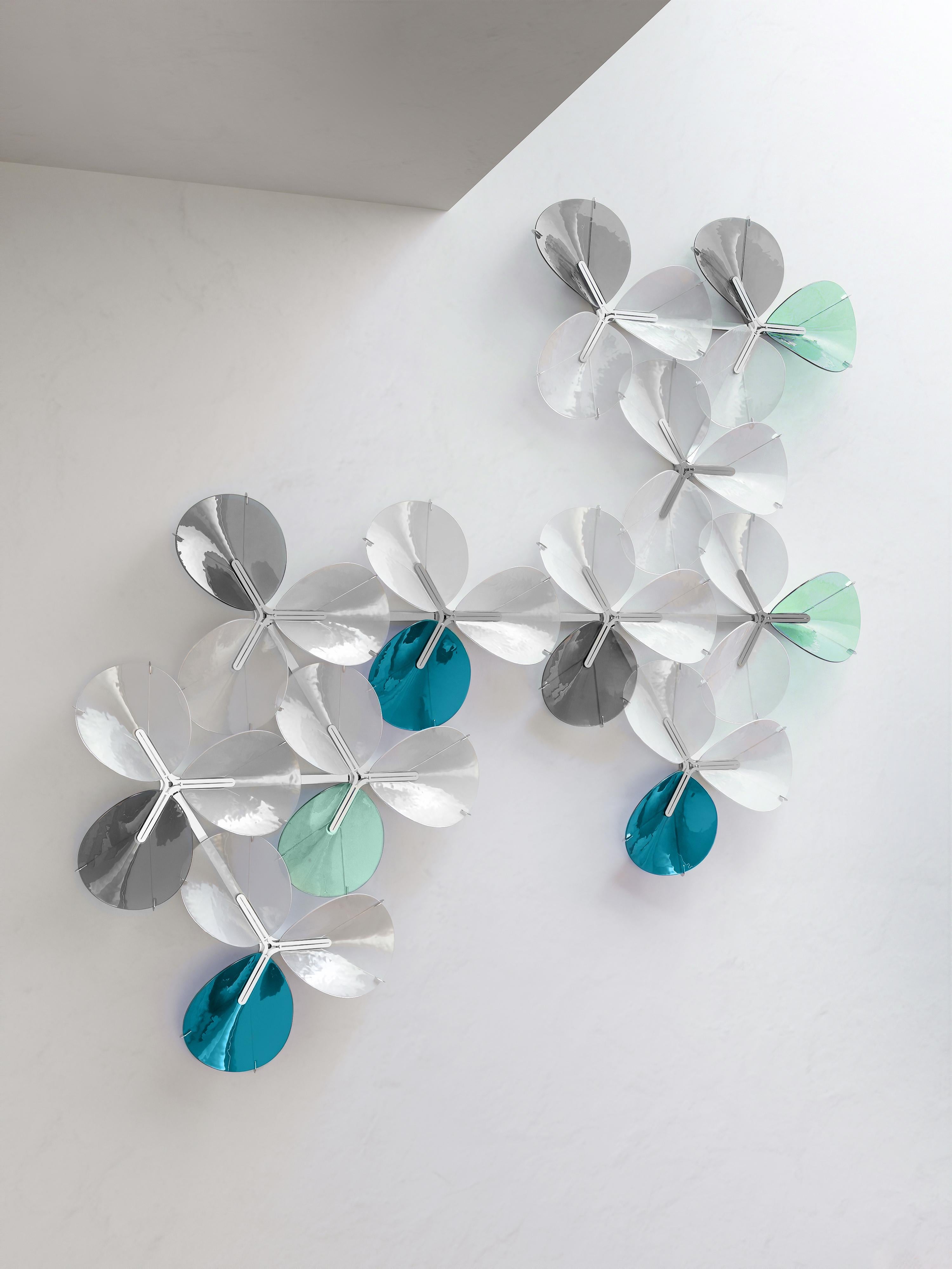 Moulé Appliques murales en mosaïque de verre Murano bleu et vert soufflées à la main en Espagne en vente