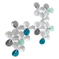 Applique a mosaico in vetro di Murano blu e verde, soffiato a mano in Spagna