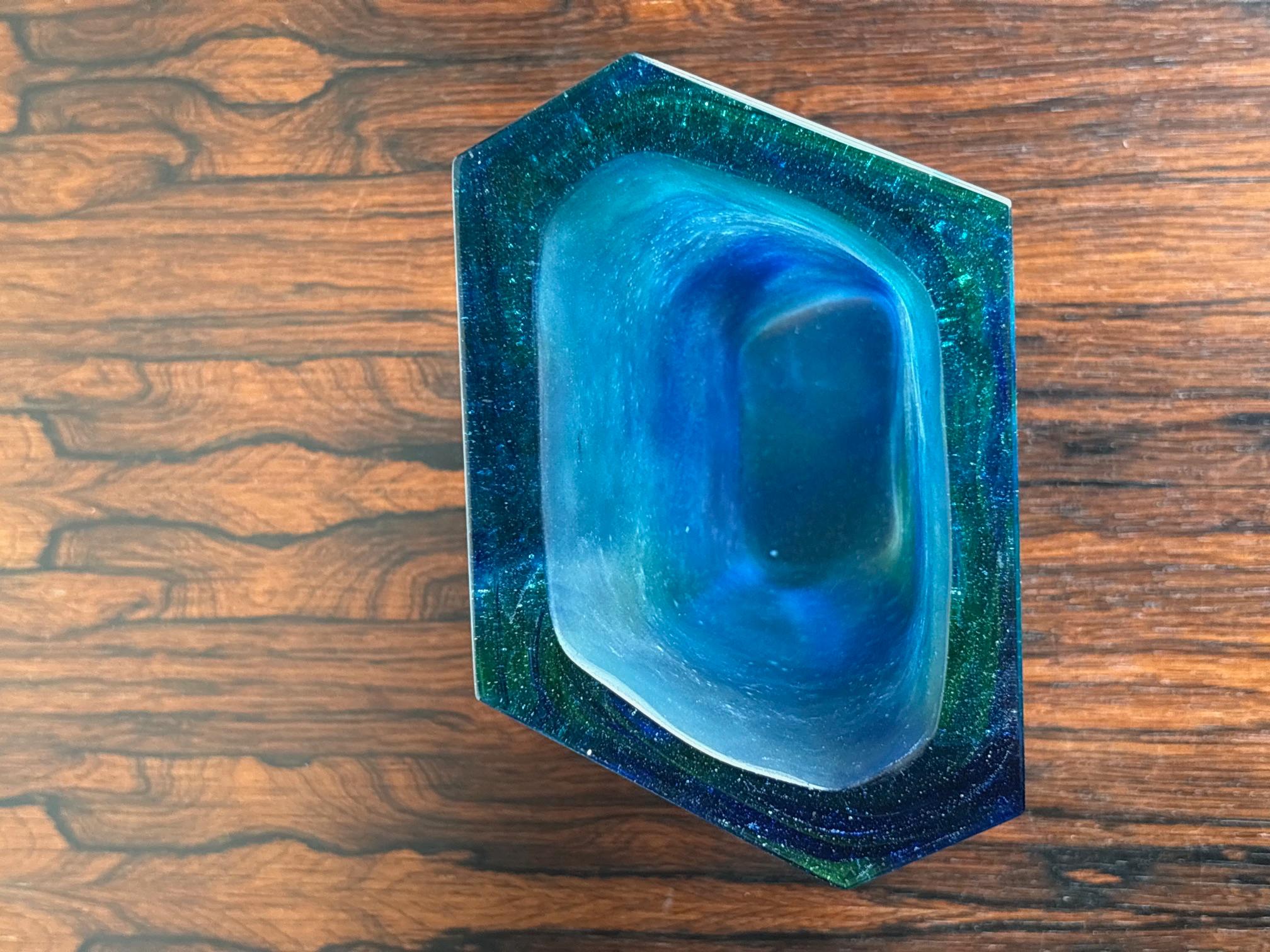 Blue and Green PAte de verra vase by Erich Schamschula For Sale 1