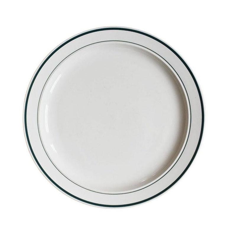 Mid-Century Modern Blue and Green Restaurantware Stoneware Dinner Plates, Set of 4 For Sale