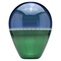 Blue and Green Scottish Mike Hunter Torsade Incalmo Glass Vessel