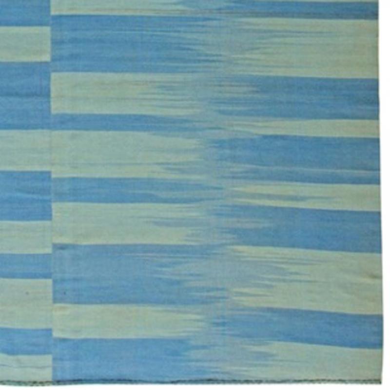 Modern Blue and Green Striped Area Rug For Sale