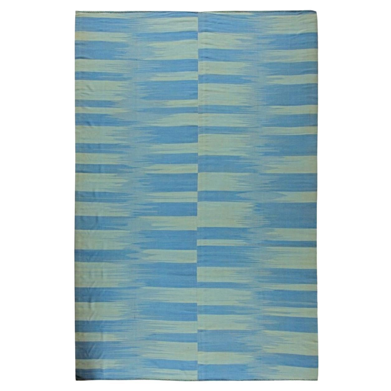 Blue and Green Striped Area Rug