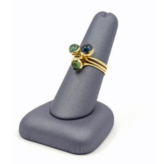 Blue and Green Tourmaline Yellow Gold Flor Stacking Rings, Kika Alvarenga 2024