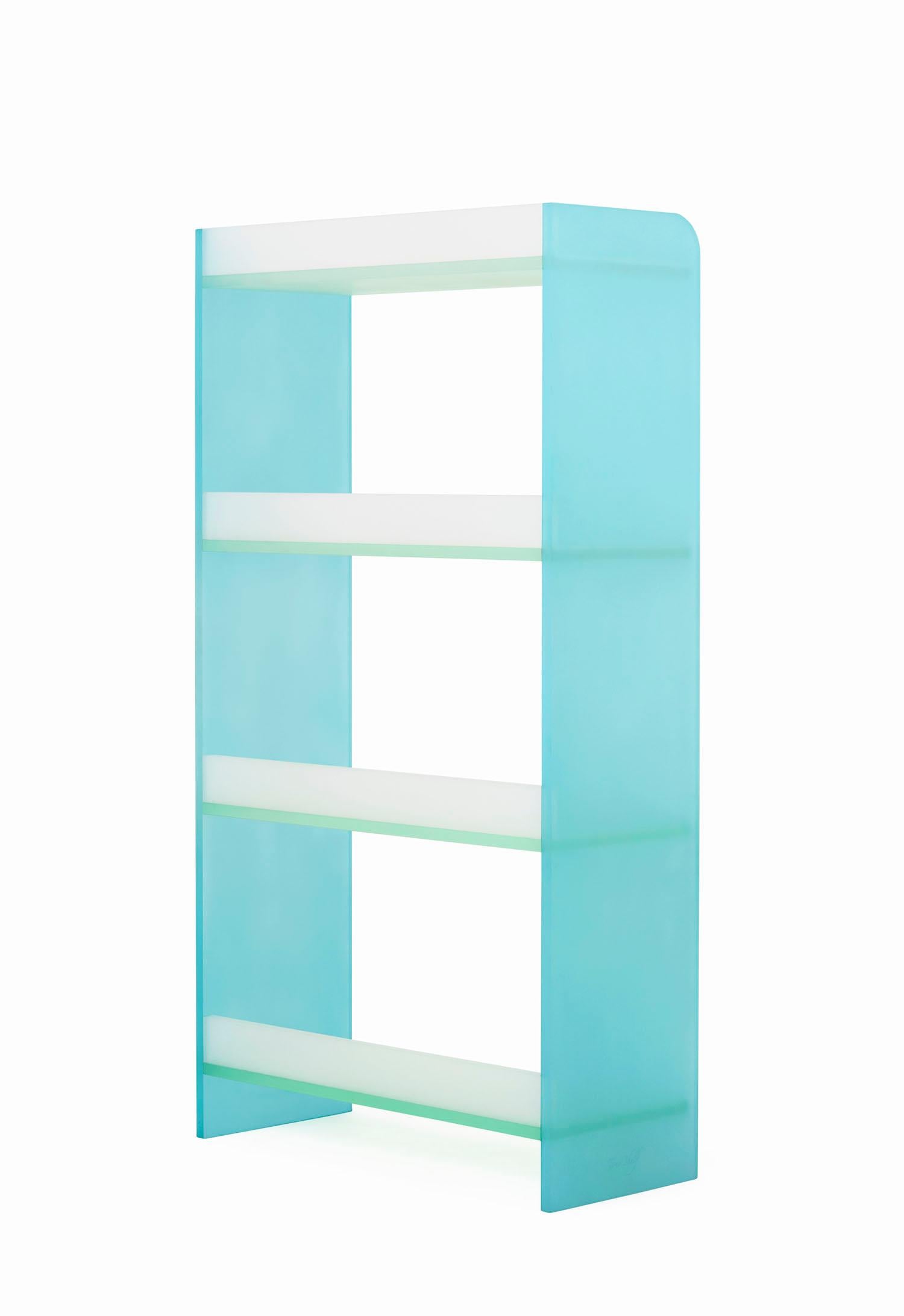 Korean Blue and Green Translucent Hand Dyed Acrylic Tone Shelf by Sohyun Yun For Sale