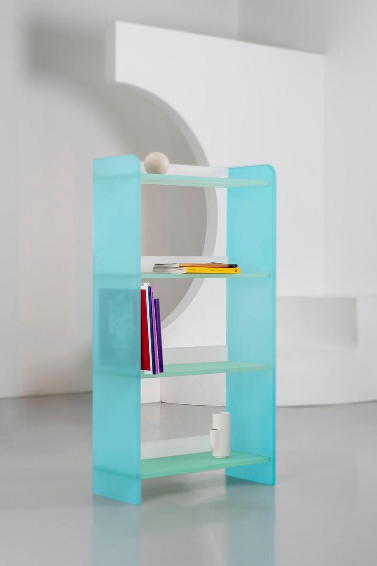 Blue and Green Translucent Hand Dyed Acrylic Tone Shelf by Sohyun Yun In New Condition For Sale In Brooklyn, NY