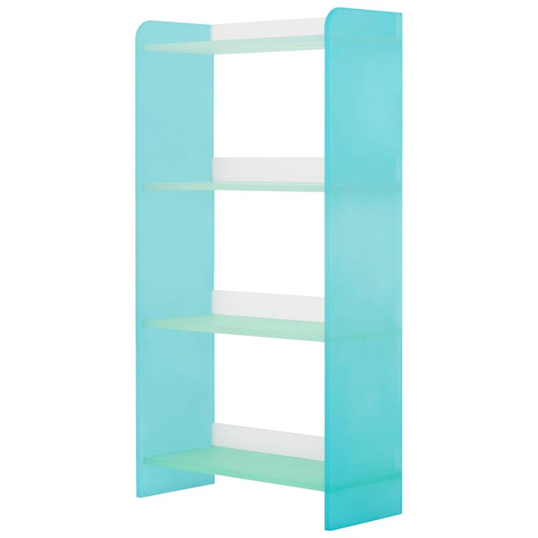Blue and Green Translucent Hand Dyed Acrylic Tone Shelf by Sohyun Yun For Sale