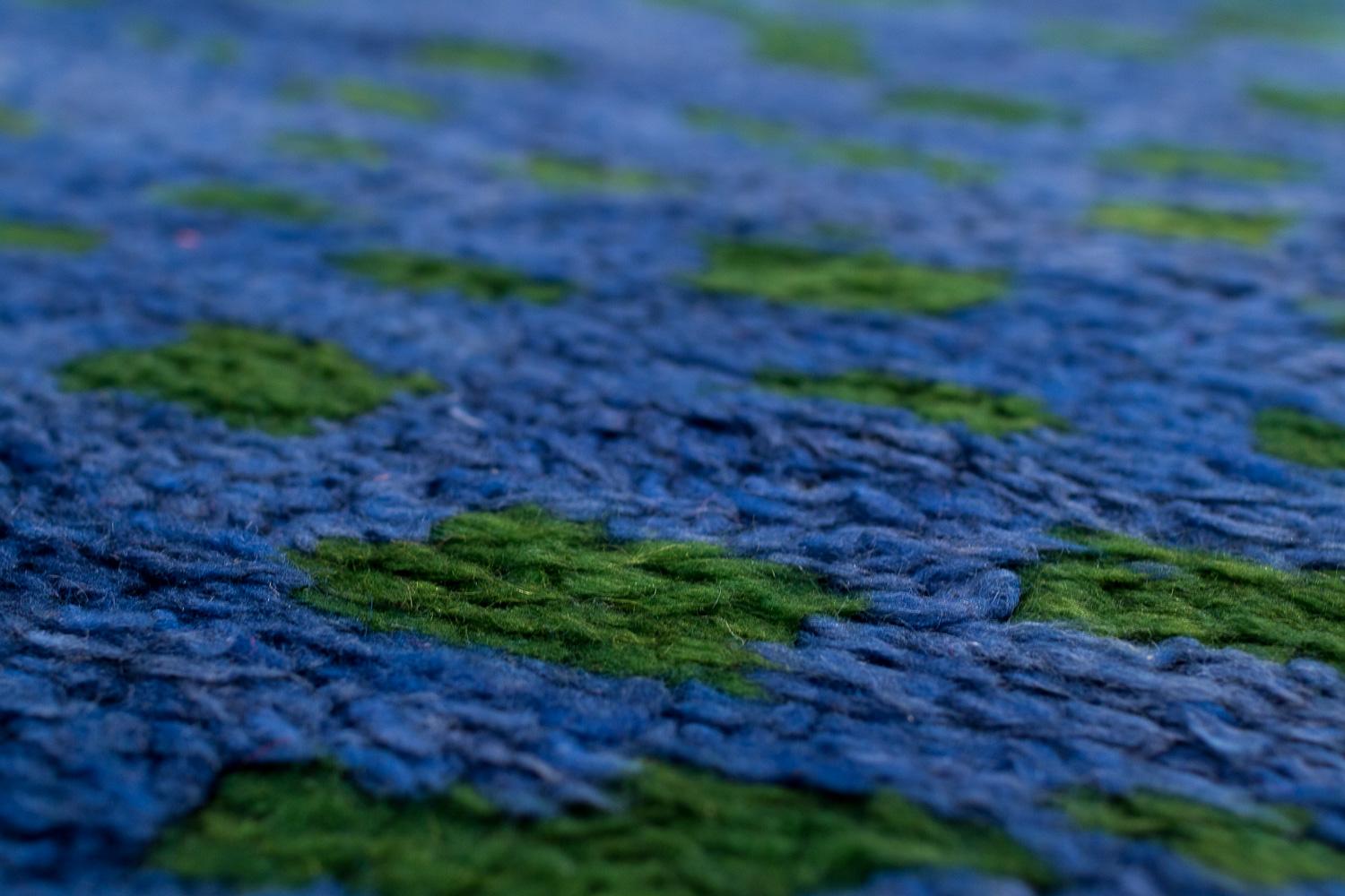 Collectible Antique Midcentury Blue Green Vintage Moroccan Wool Shag Area Rug For Sale 5