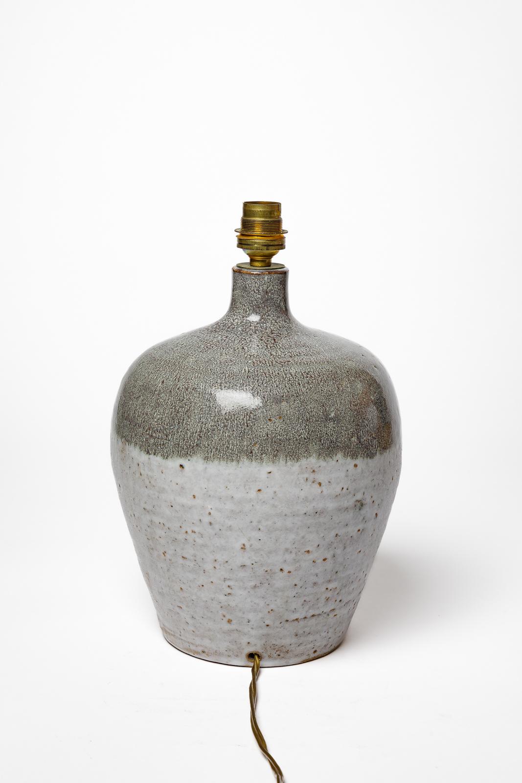 Ceramic blue and grey 20th century design stoneware ceramic table lamp La Borne 1970 For Sale