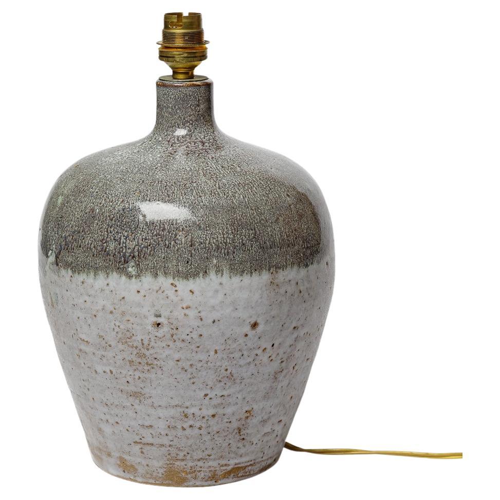 blue and grey 20th century design stoneware ceramic table lamp La Borne 1970 For Sale
