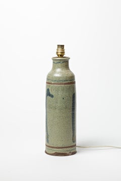 blue and grey abstract ceramic table lamp lighting design circa 1970 33 cm