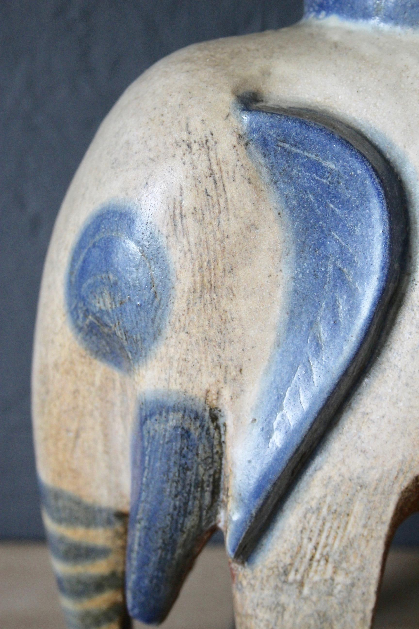 Éléphant en céramique bleue et grise Bon état - En vente à grand Lancy, CH