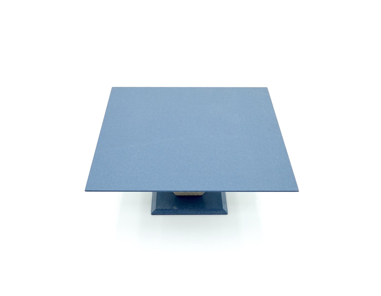 Modern Blue and Grey Granite Stone Coffee Table, 1990s For Sale