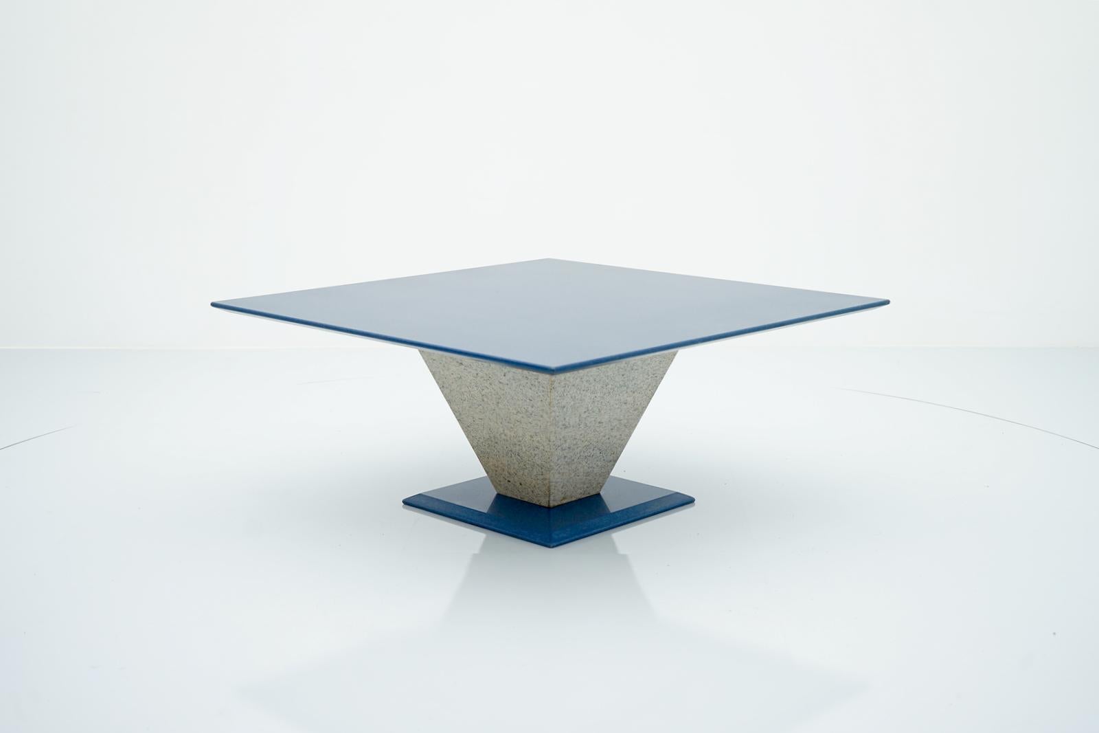 Late 20th Century Blue and Grey Granite Stone Coffee Table, 1990s For Sale