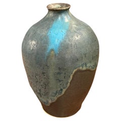 Blue and Grey Hand Made Stoneware Vase by Peter Speliopoulos, Usa, Contemporary