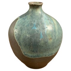 Blue and Grey Hand Made Stoneware Vase by Peter Speliopoulos, USA, Contemporary