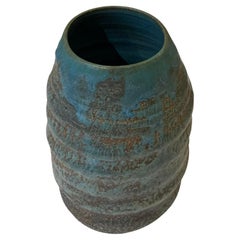 Blaue und graue handgedrehte Vase von Peter Speliopoulos, USA, zeitgenössisch