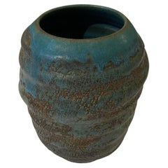 Blue and Grey Hand Thrown Vase by Peter Speliopoulos, U.S.A., Contemporary