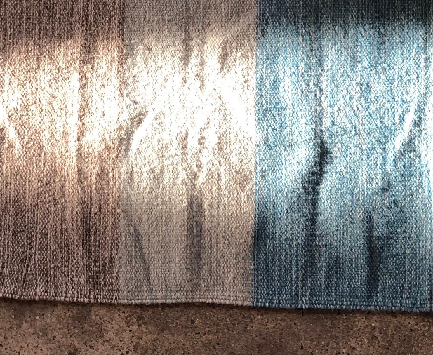 Mexican Blue and Grey Ombre Short Runner Rug, in Stock