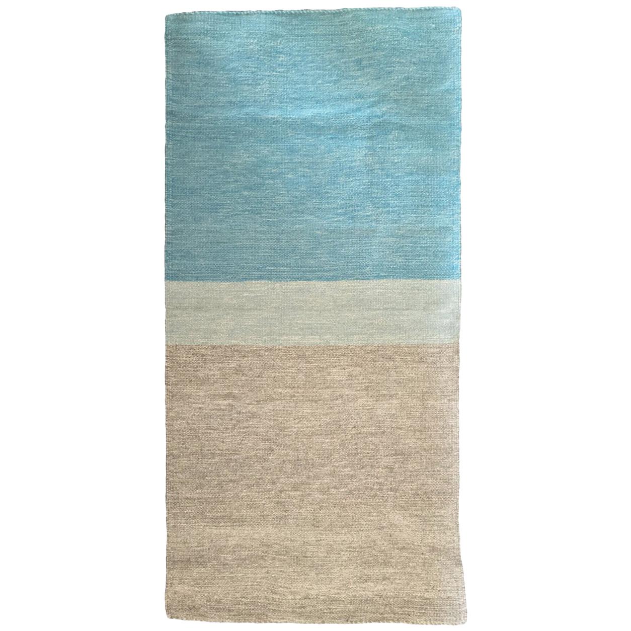Blue and Grey Ombre Short Runner Rug, in Stock