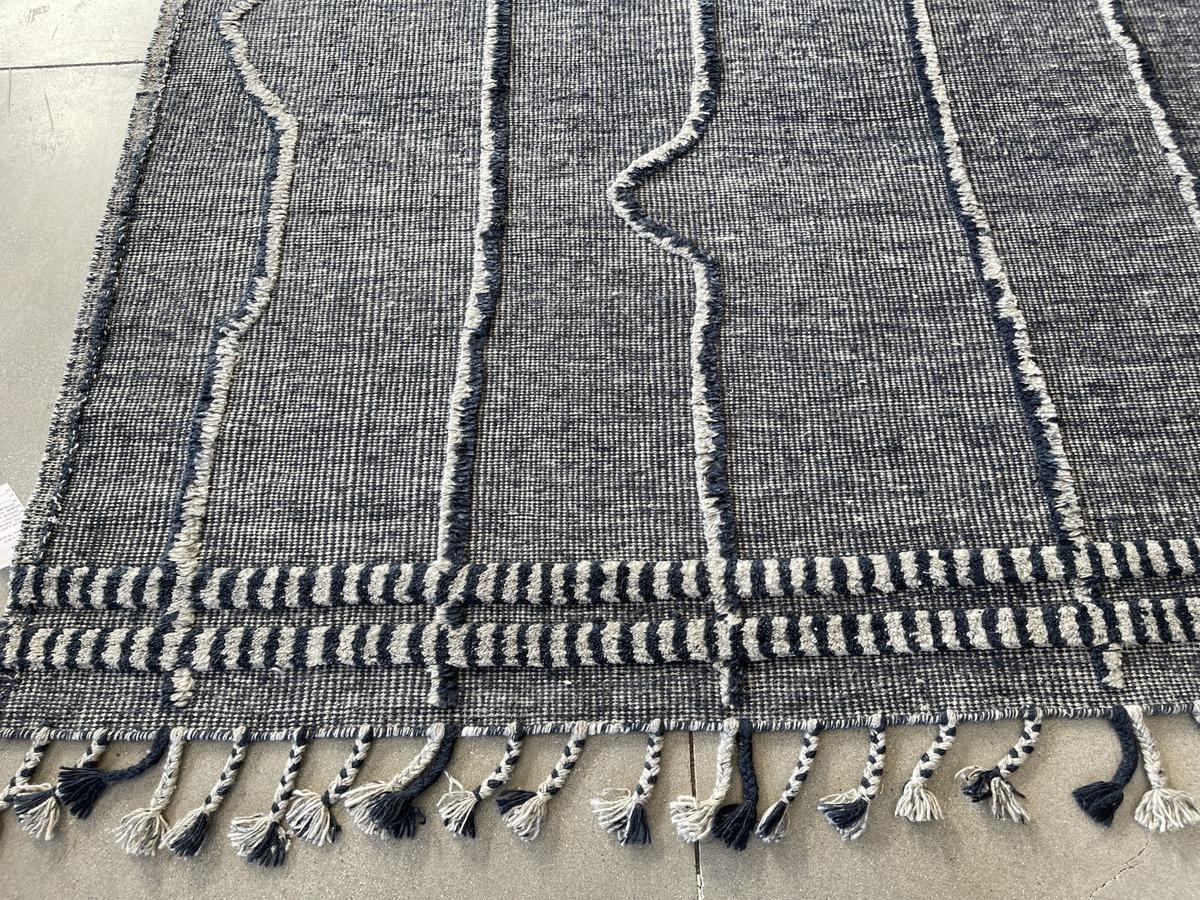 Indian Blue and Grey Rustic Area Rug For Sale