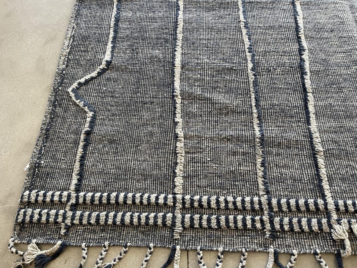 Indian Blue and Grey Rustic Area Rug For Sale