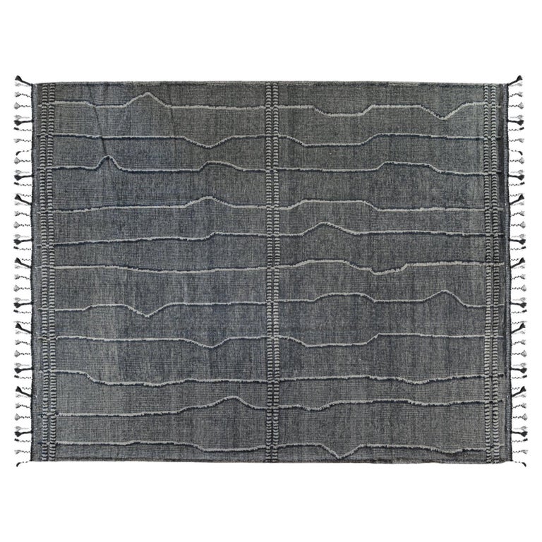 Blue and Grey Rustic Area Rug For Sale at 1stDibs
