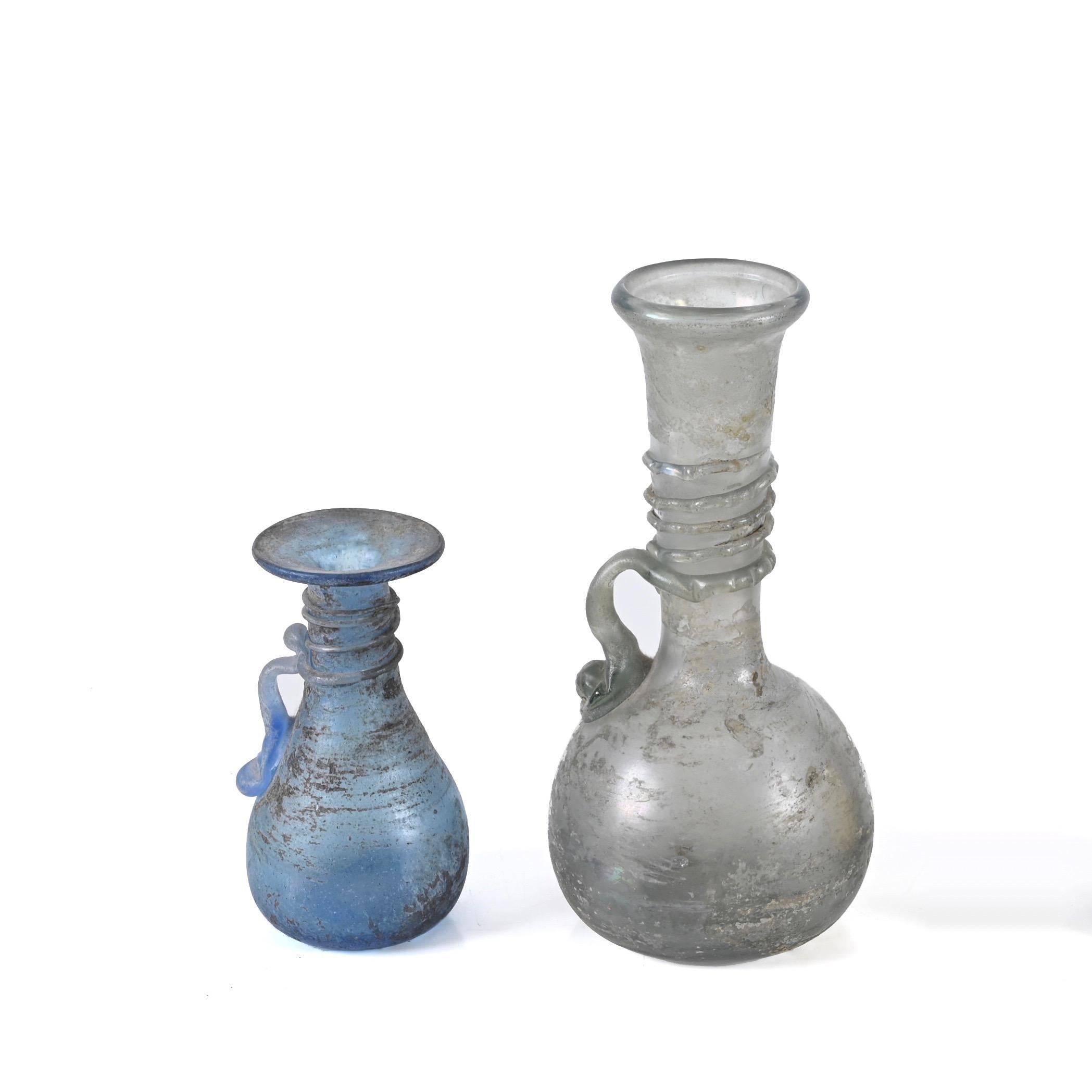Mid-Century Modern Vases en verre de Murano « Scaavo » bleu et gris, Italie, Bottacin Venezia, années 1960 en vente