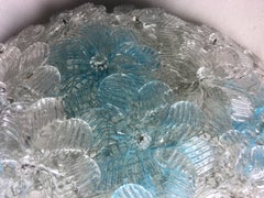 Blue and Ice Murano Glass Ceiling Floral Basket by Barovier & Toso, 1970s