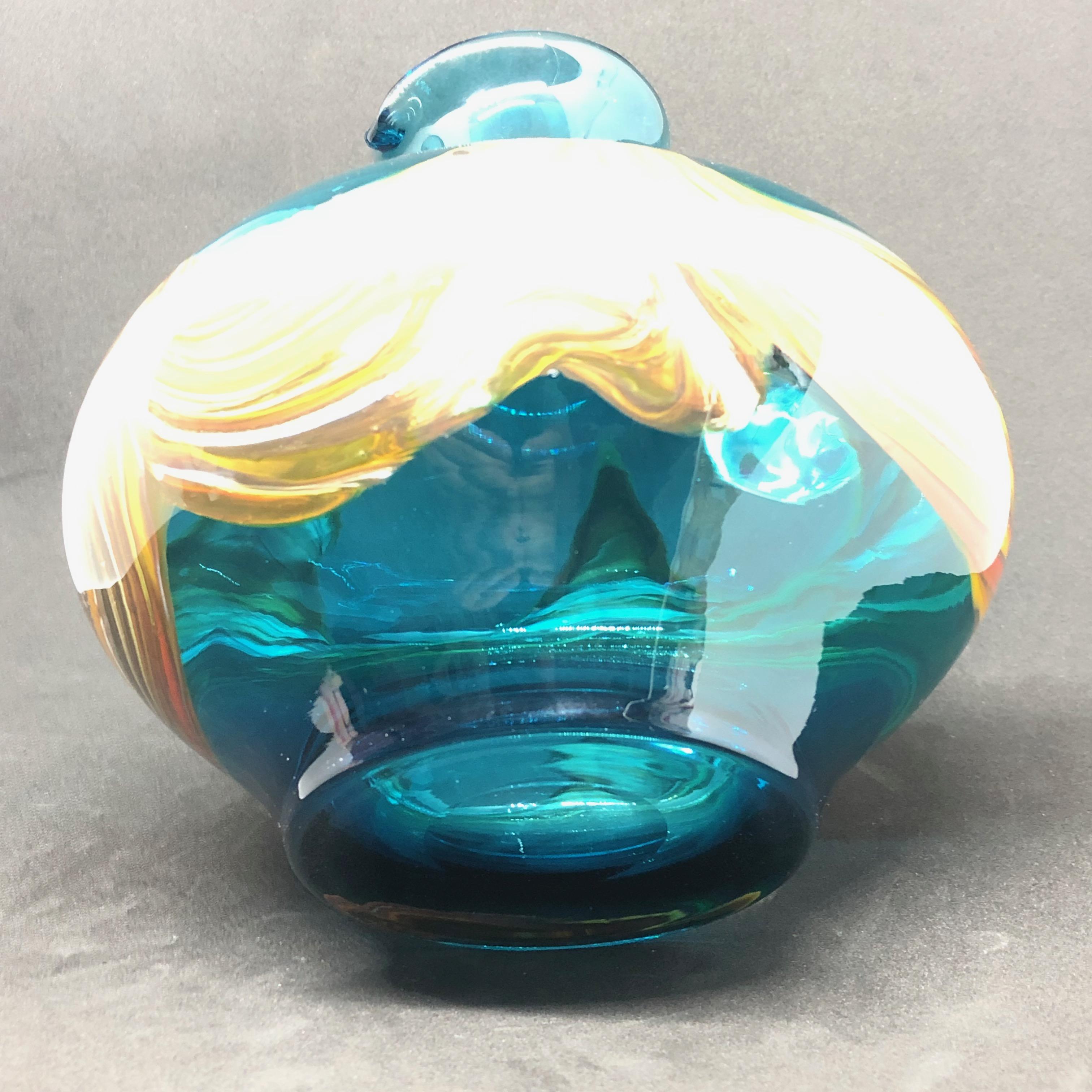 Blue and Multi Color Swirl Glass Murano Venetian Vase, Italy, 1970s 2
