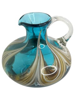 Blue and Multi-Color Swirl Glass Murano Venetian Vase, Italy, 1970s