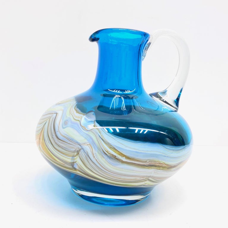 Blue and MultiColor Swirl Glass Murano Vase, Italy, 1970s For
