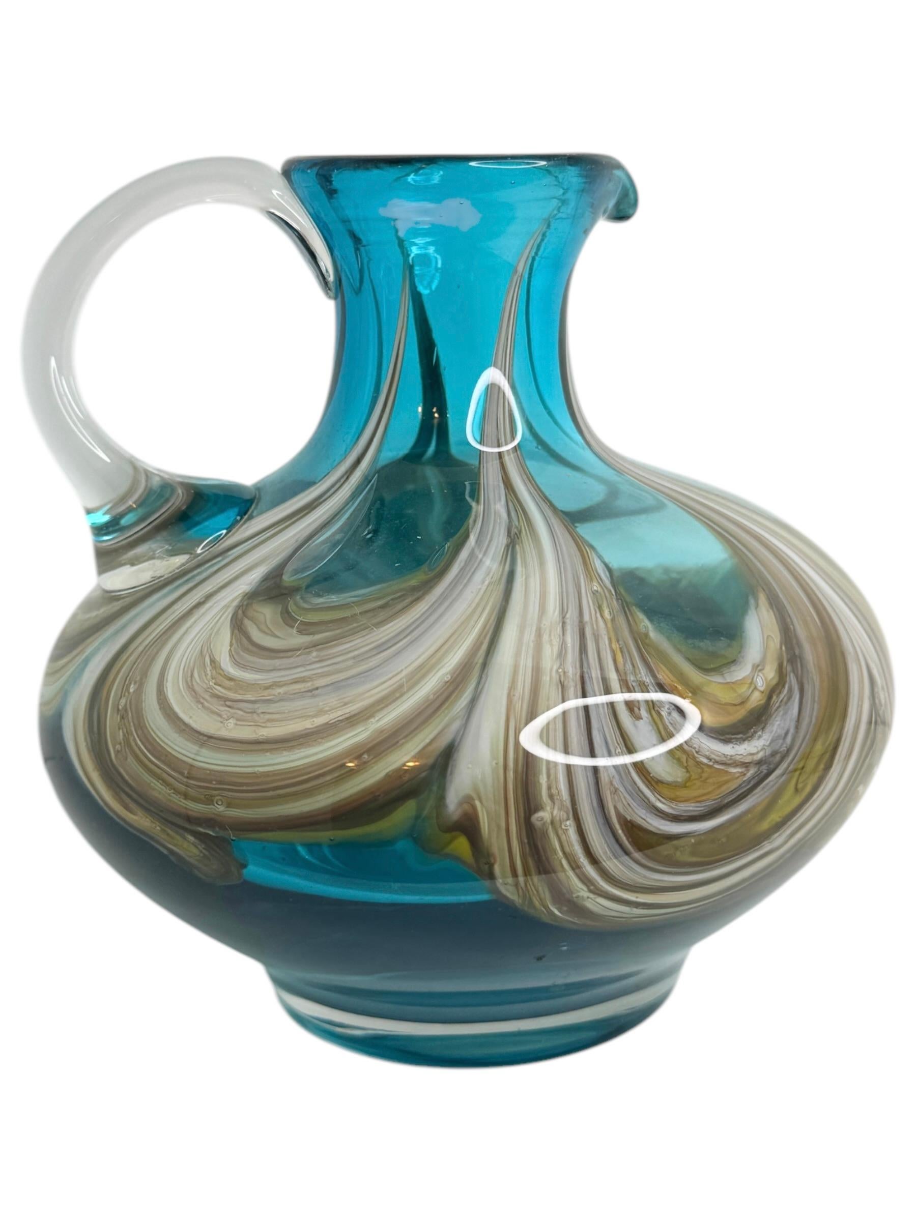 Venezianische Vase aus blauem und mehrfarbigem Murano-Glas, Italien, 1970er Jahre (Italienisch) im Angebot
