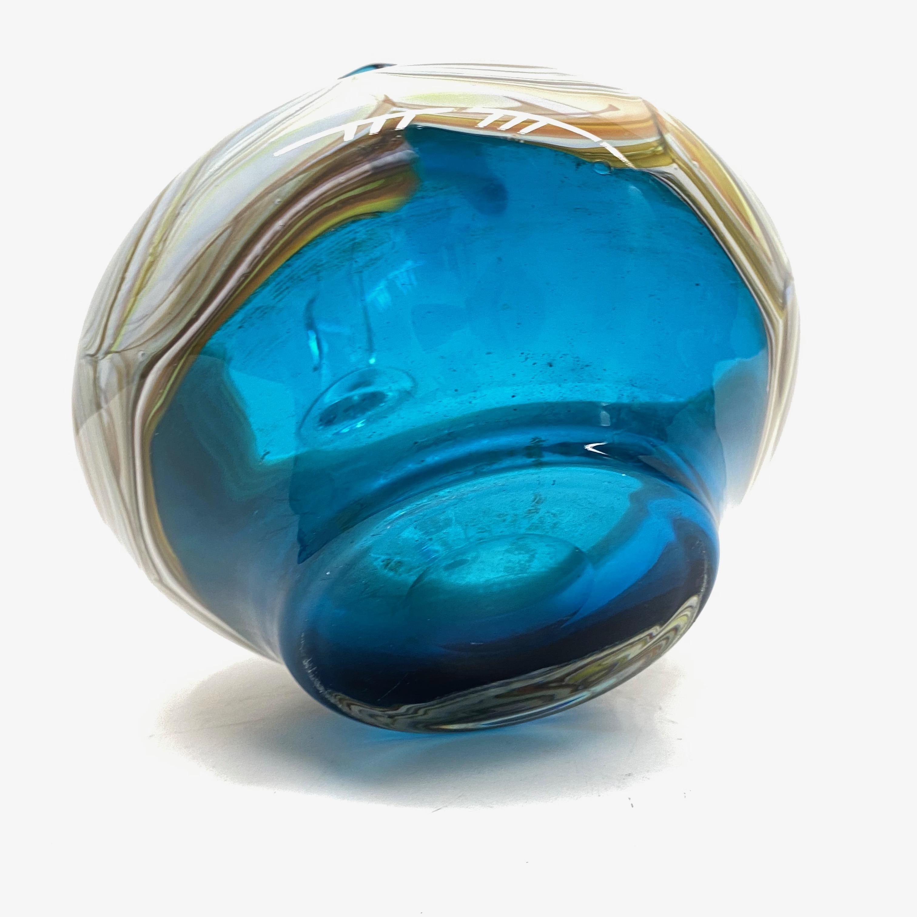 Blue and Multi-Color Swirl Glass Murano Venetian Vase, Italy, 1970s 1