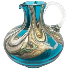 Blue and Multi-Color Swirl Glass Murano Venetian Vase, Italy, 1970s