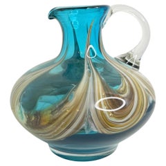 Blue and Multi-Color Swirl Glass Murano Venetian Vase, Italy, 1970s