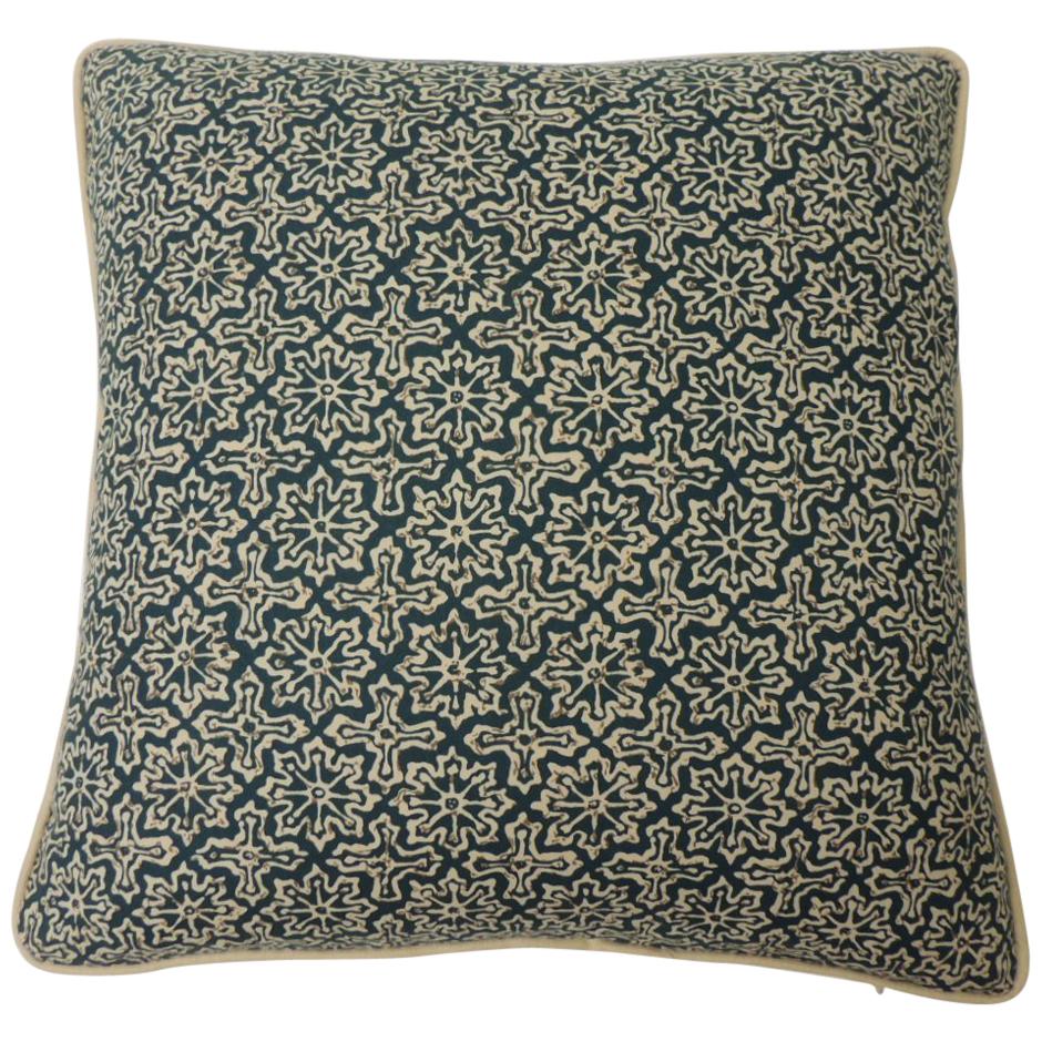 Blue and Natural "Alcazar" Printed Decorative Pillow Two-Sided