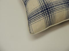 Blue and Natural "Royal Plaid" Woven Two-Sided Decorative Pillow