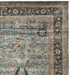 Blue and Navy Contemporary Handmade Wool Turkish Oushak Rug