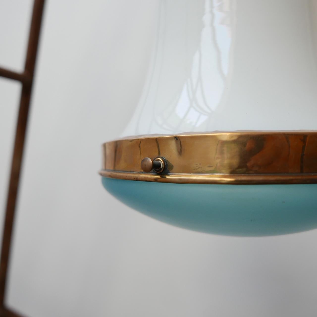 20th Century Blue and Opaline Glass Two Tone German Pendant Light