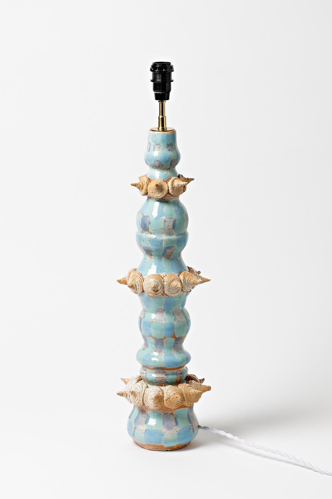 Lampe de bureau en céramique abstraite bleue et orange par M. Sauce, pièce unique, 2021 Excellent état - En vente à Neuilly-en- sancerre, FR