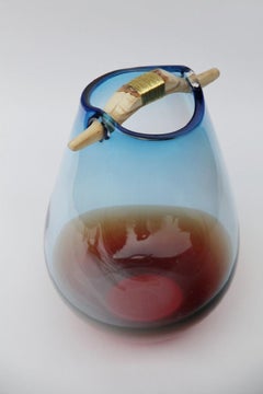 Vase Heiki III bleu et orange, Pia Wüstenberg