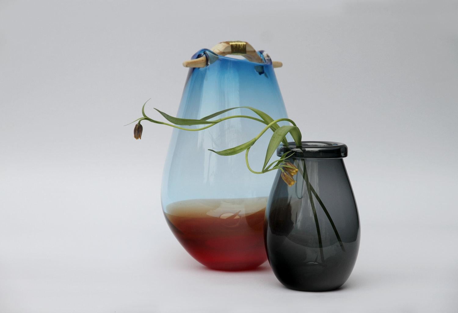 Organic Modern Blue and Orange Heiki Vase III, Pia Wüstenberg For Sale