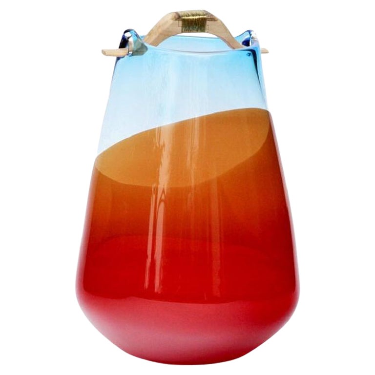 Blaue und orangefarbene Heiki-Vase, Pia Wüstenberg