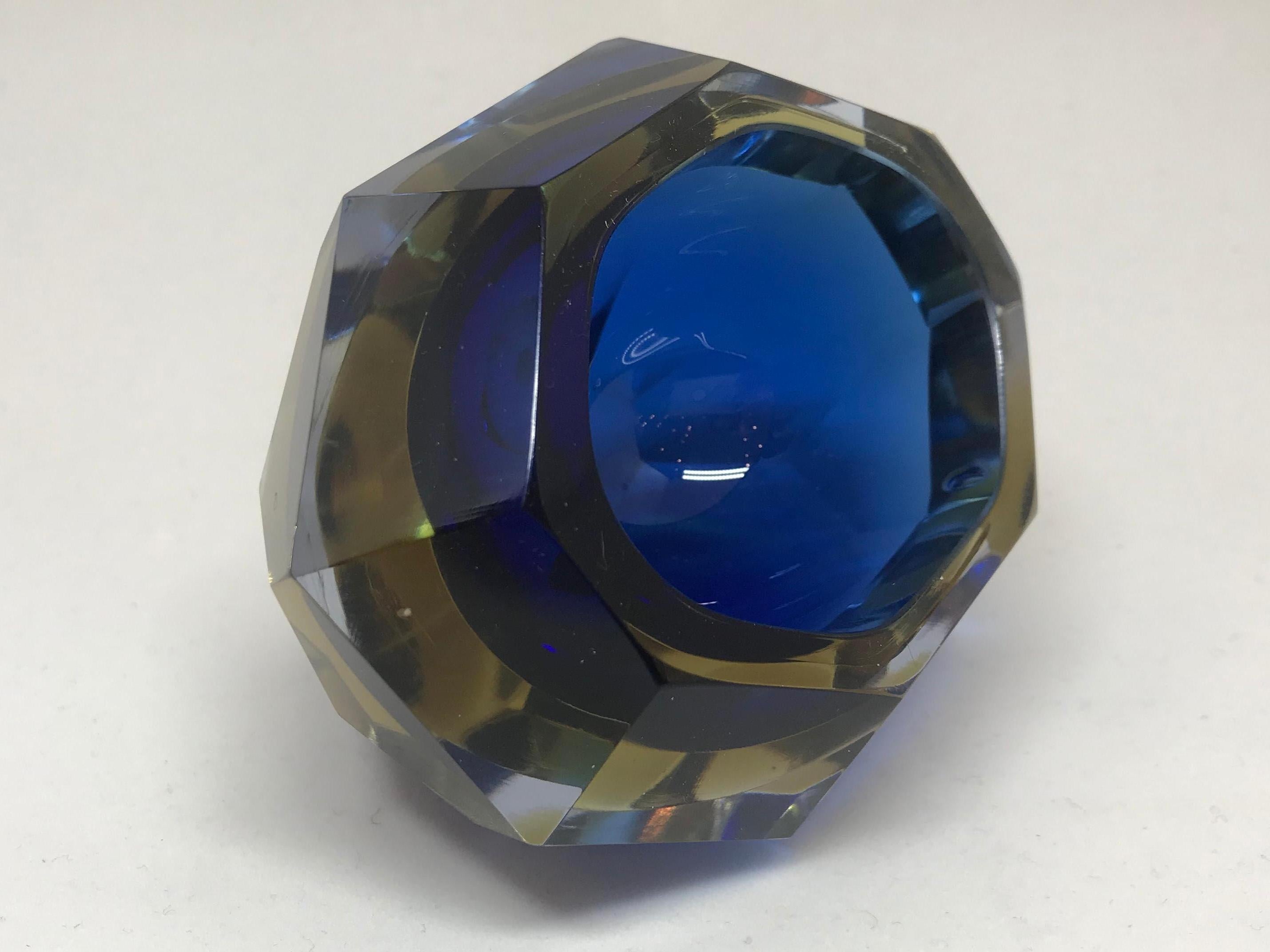Blue and Pale Amber Murano Vide Poche In Good Condition For Sale In New York, NY