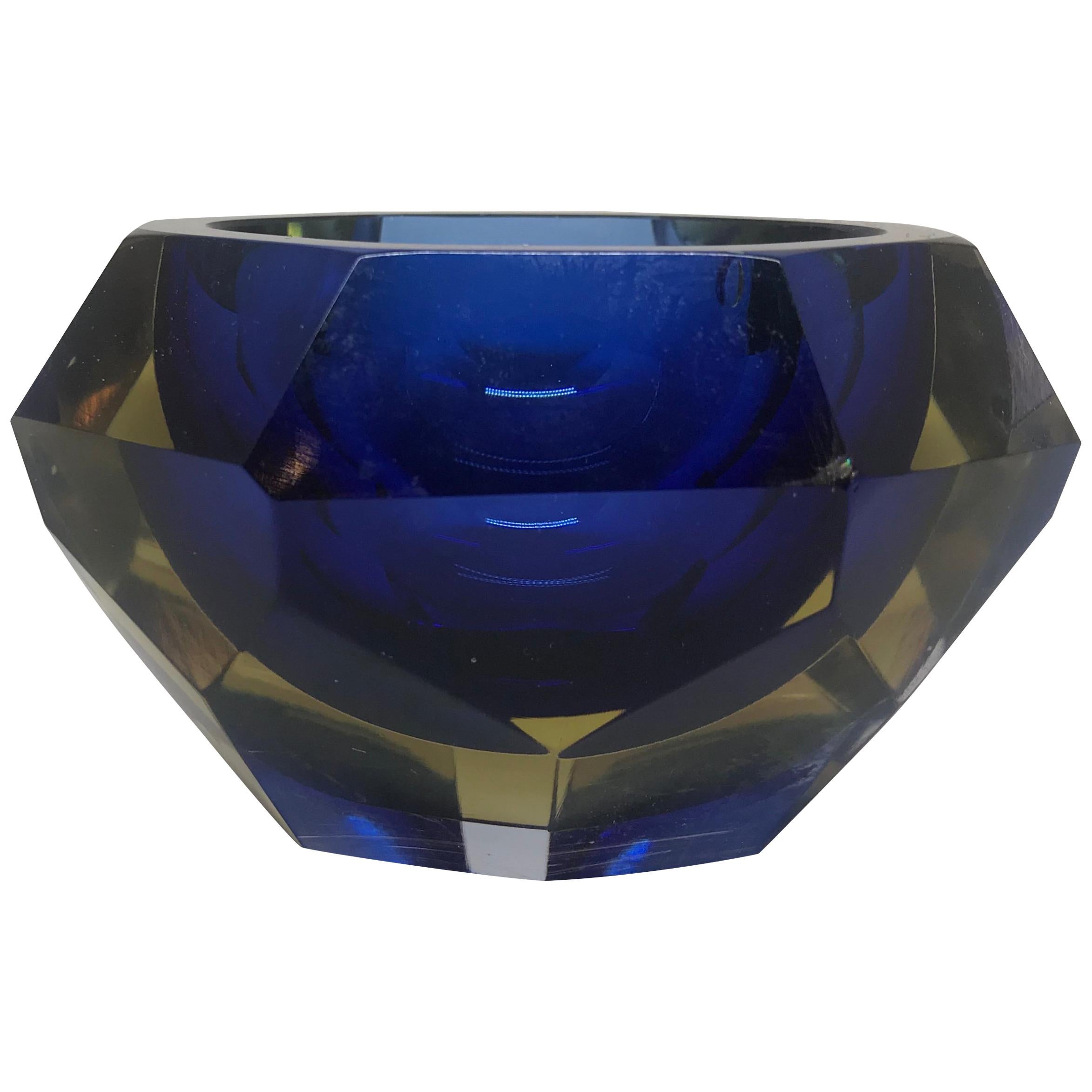 Blue and Pale Amber Murano Vide Poche